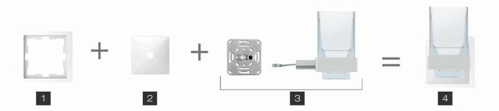 qles Bundle Badhalter Wasserglas beleuchtet LED warmweiß (3000K) Chrom + Merten Rahmen System-M Anthrazit