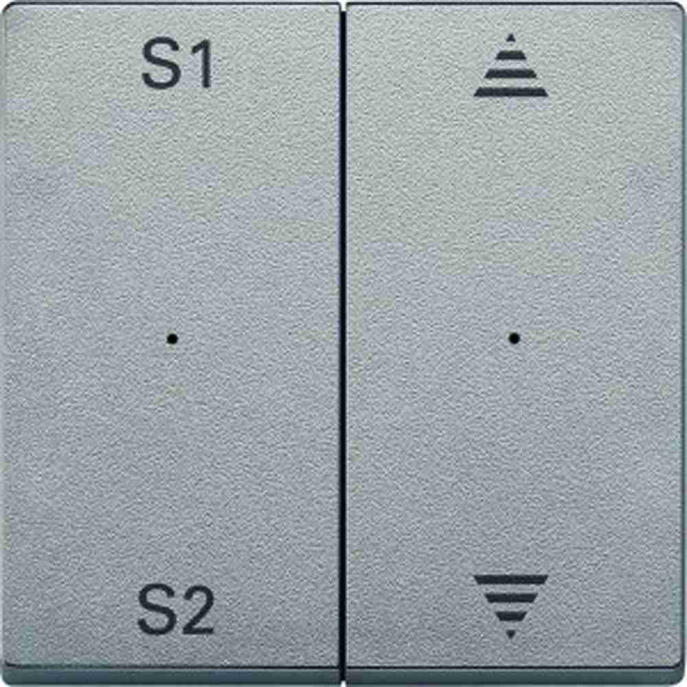 System M Wippe zweiteilig, Jalousie, aluminium, matt, Symbol Pfeile, Kontrollfenster/Lichtauslass 