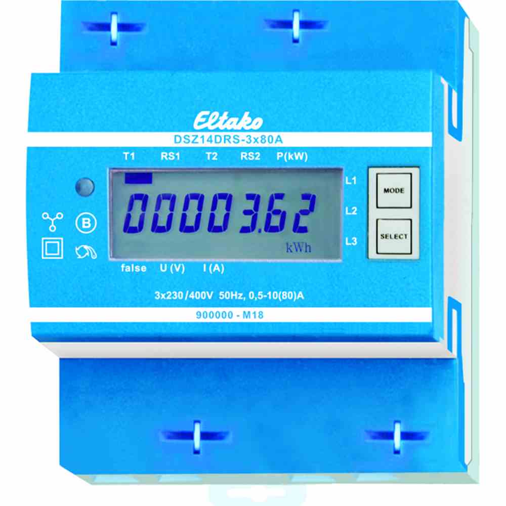 Drehstromzähler, B, 3x80A, elektronisch, digital, Geeicht, 10A, 230V/N-L, 400V/L-L, Zweitarif, 50Hz 