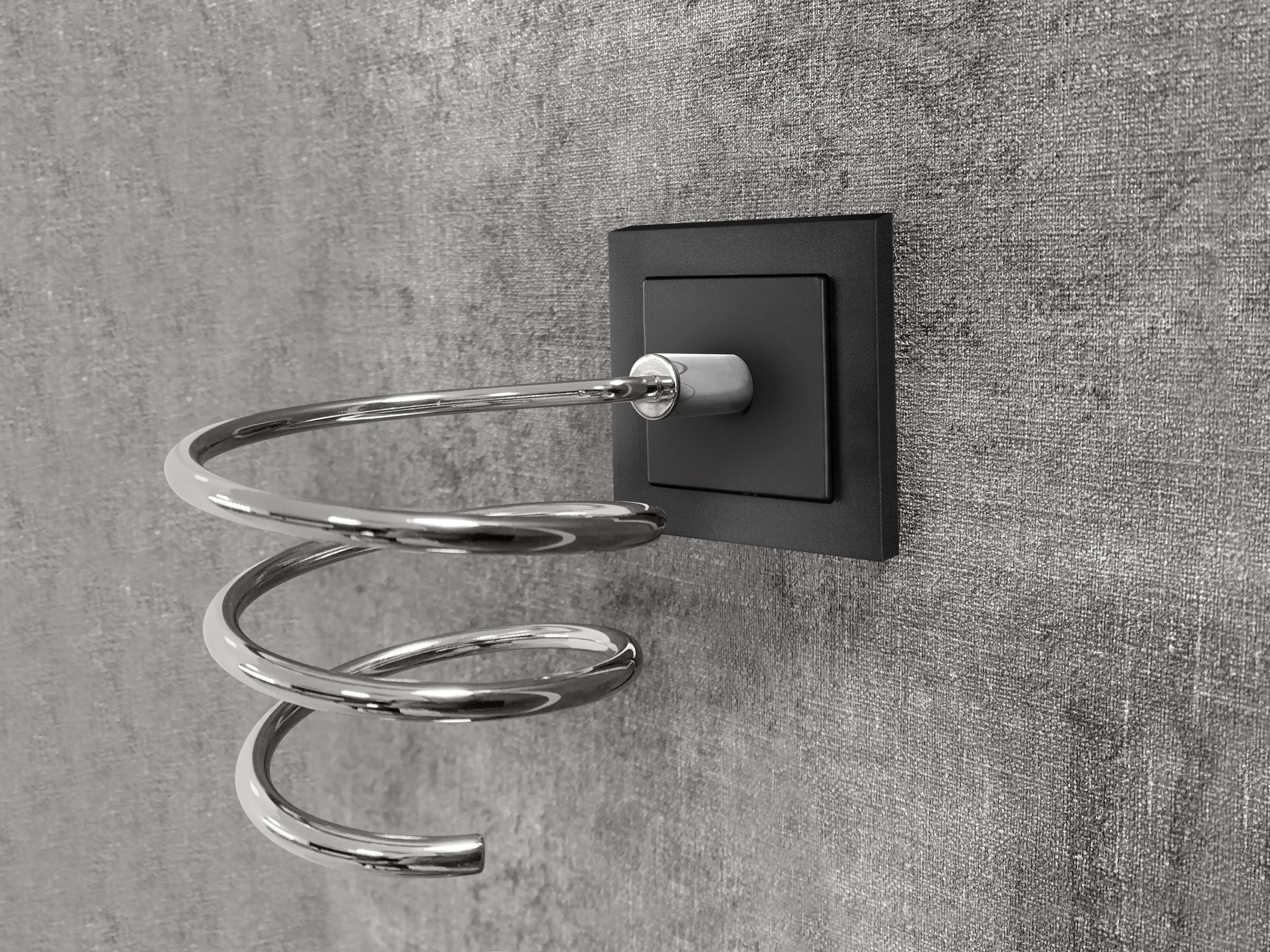 qles Bundle Fönhalter-Spirale Chrom + Merten Rahmen System-M Anthrazit