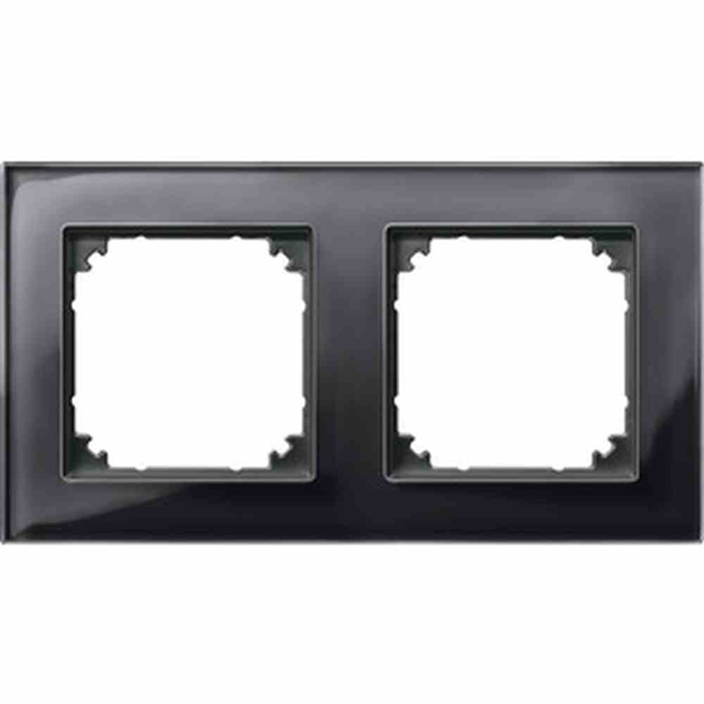 M-PLAN Rahmen, 2f, onyxschwarz, glänzend, Glas, geeignet für Geräteeinbaukanal, geeignet für Unterputz-Installation