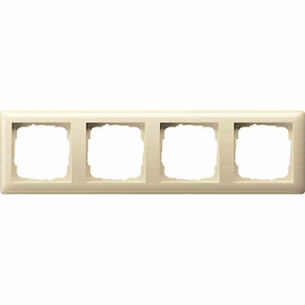 Standard 55 Rahmen, 4f, cremeweiß/elektroweiß, glänzend, Kunststoff, geeignet für Geräteeinbaukanal, Unterputzmontage, Thermoplast, 021401