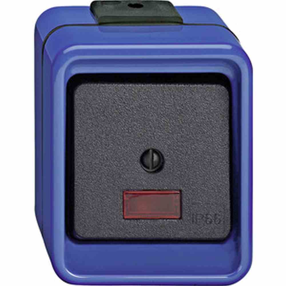 SCHLAGFEST Wipptaster, blau, 1W, Aufputz, IP66, ohne Aufdruck, matt 