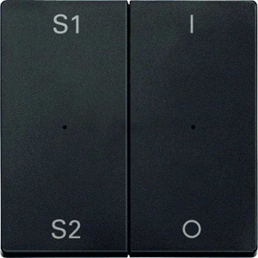 System M Wippe zweiteilig, Schalter/Dimmer, anthrazit, matt, Kennzeichen 0/1, Kontrollfenster/Lichtauslass