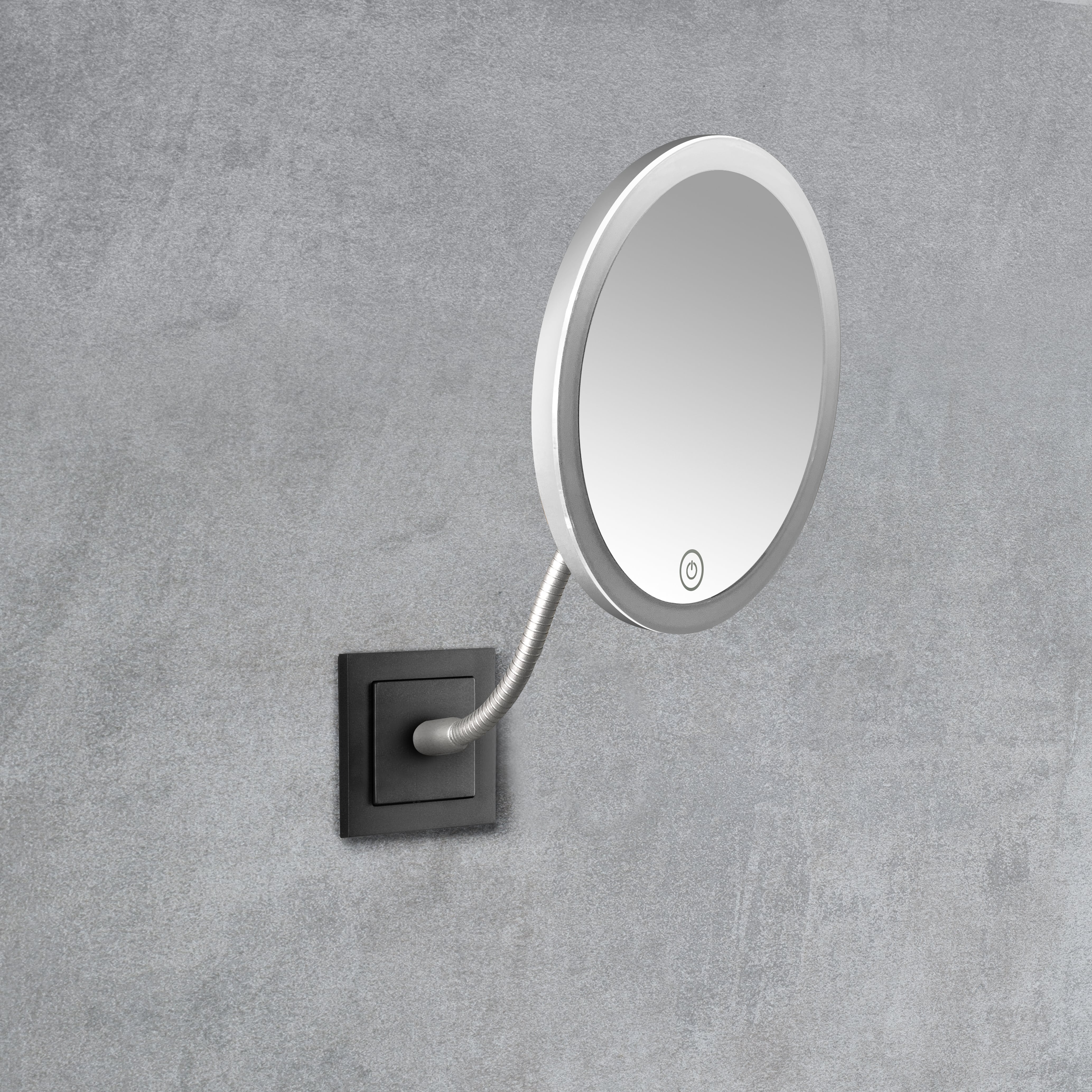 qles Bundle Kosmetikspiegel Flexarm Chrom + Merten Rahmen System-M Anthrazit