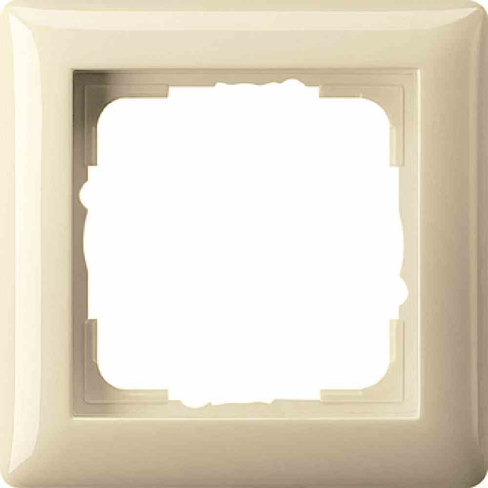 Standard 55 Rahmen, 1f, cremeweiß/elektroweiß, glänzend, Kunststoff, Unterputzmontage, Thermoplast, 21101