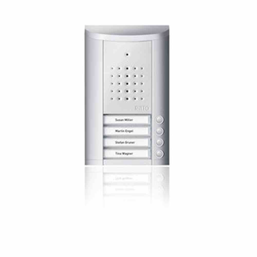 Entravox Türstation Audio, 4 WE, silber eloxiert, 4 Klingeltasten, 4 Namensschilder