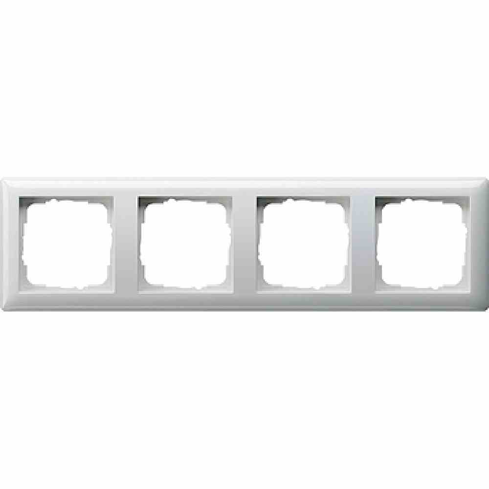 Standard 55 Rahmen, 4f, reinweiß, glänzend, Kunststoff, geeignet für Geräteeinbaukanal, Unterputzmontage, Thermoplast, 021403