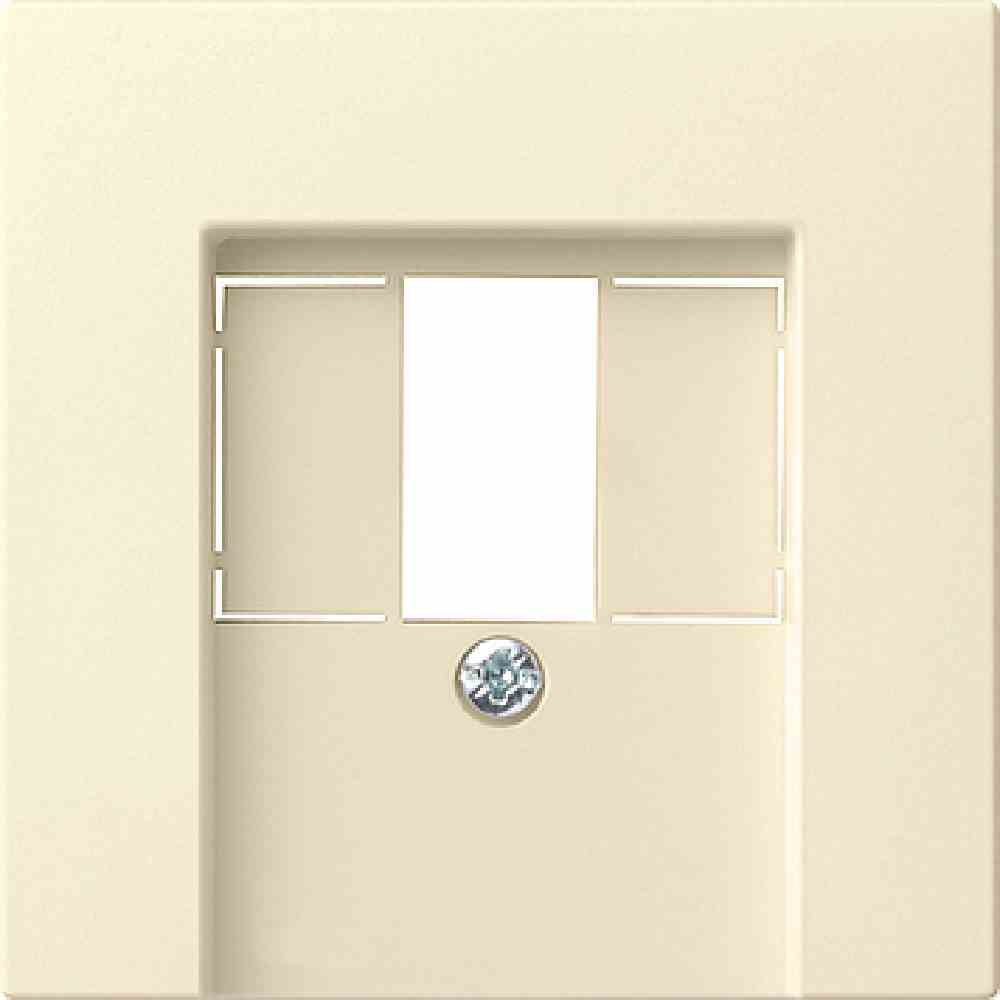 System 55 Zentralplatte, USB/TAE, 1f, cremeweiß/elektroweiß, Befestigung mit Schraube, ohne Beschriftungsfeld, 027601