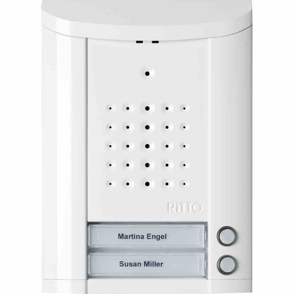 Entravox Türstation Audio, 2 WE, weiß lackiert, 2 Klingeltasten, 2 Namensschilder