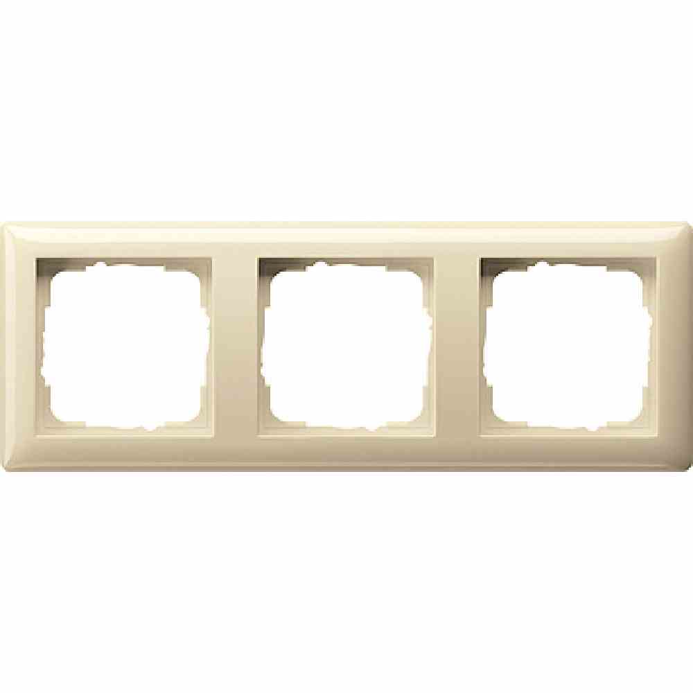 Standard 55 Rahmen, 3f, cremeweiß/elektroweiß, glänzend, Kunststoff, geeignet für Geräteeinbaukanal, Unterputzmontage, Thermoplast, 021301