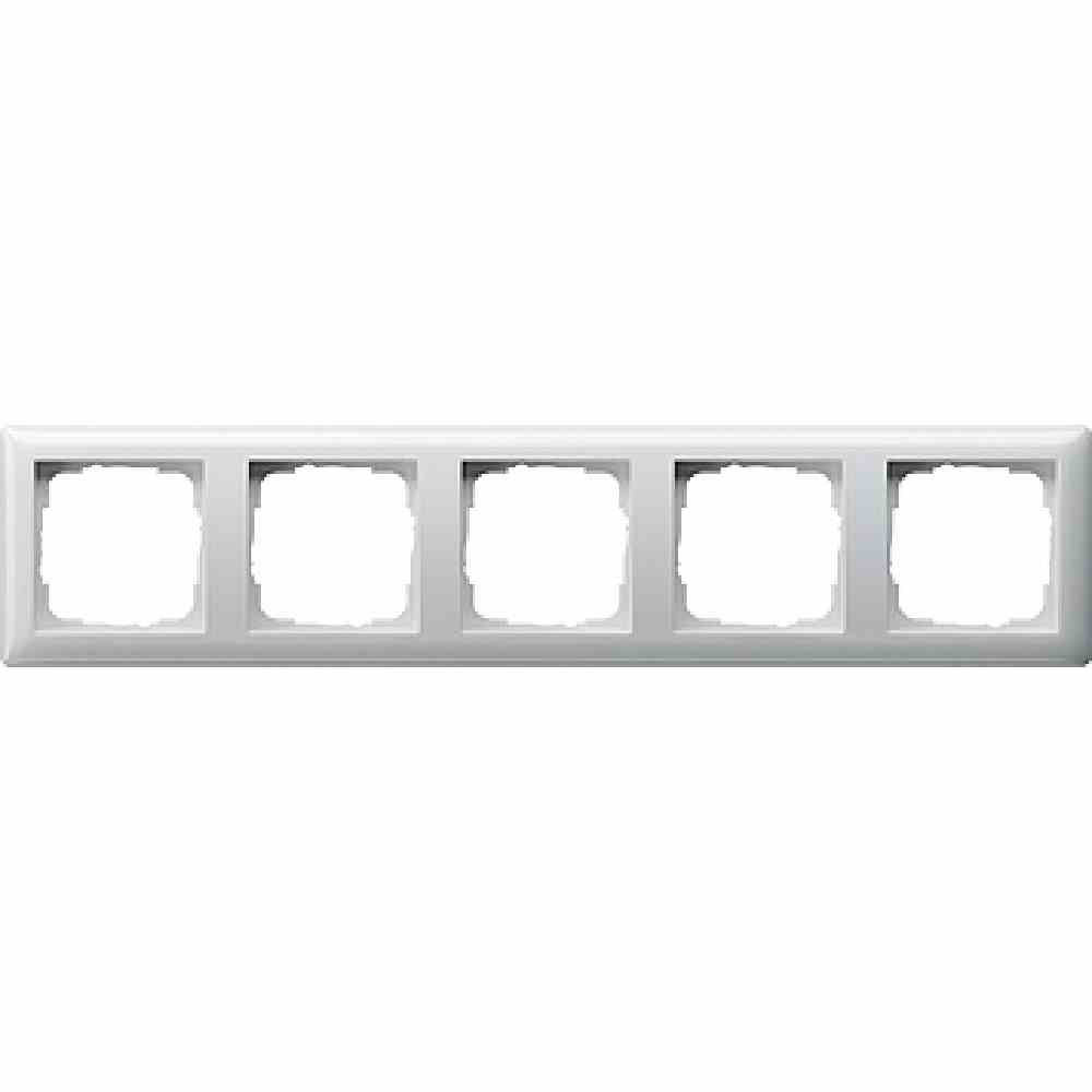 Standard 55 Rahmen, 5f, reinweiß, glänzend, Kunststoff, geeignet für Geräteeinbaukanal, Unterputzmontage, Thermoplast, 021503