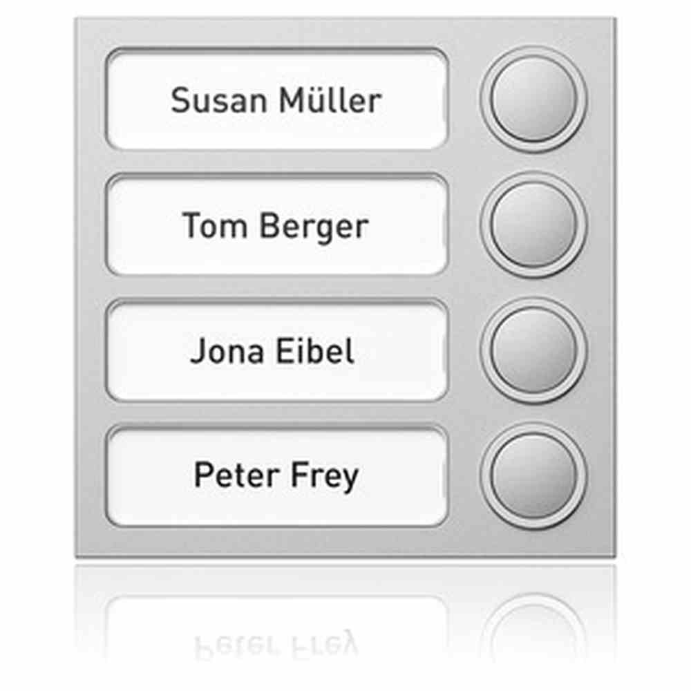 Portier Tastenmodul 4WE (4 Klingeltasten, 4 Namensschilder) silber, (Bus-System)