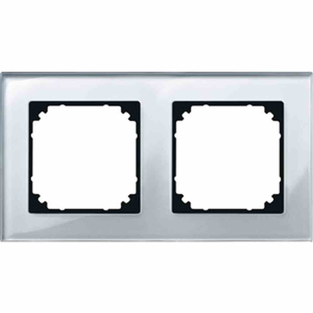 M-PLAN Rahmen, 2f, diamantsilber, glänzend, Glas, geeignet für Geräteeinbaukanal, geeignet für Unterputz-Installation