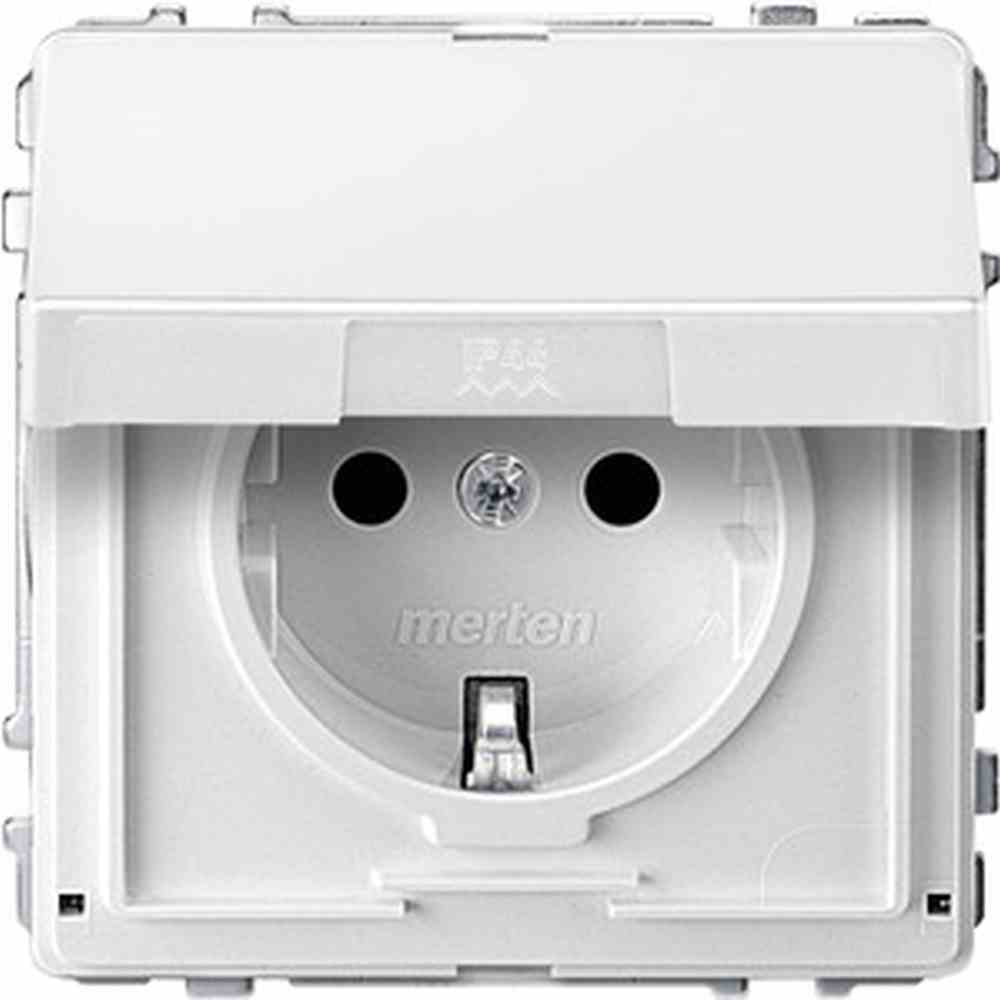 AQUADESIGN Steckdose, 1f, polarweiß, glänzend, Unterputz, mit erhöhtem Berührungsschutz, horizontal/vertikal, mit Klappdeckel, IP44