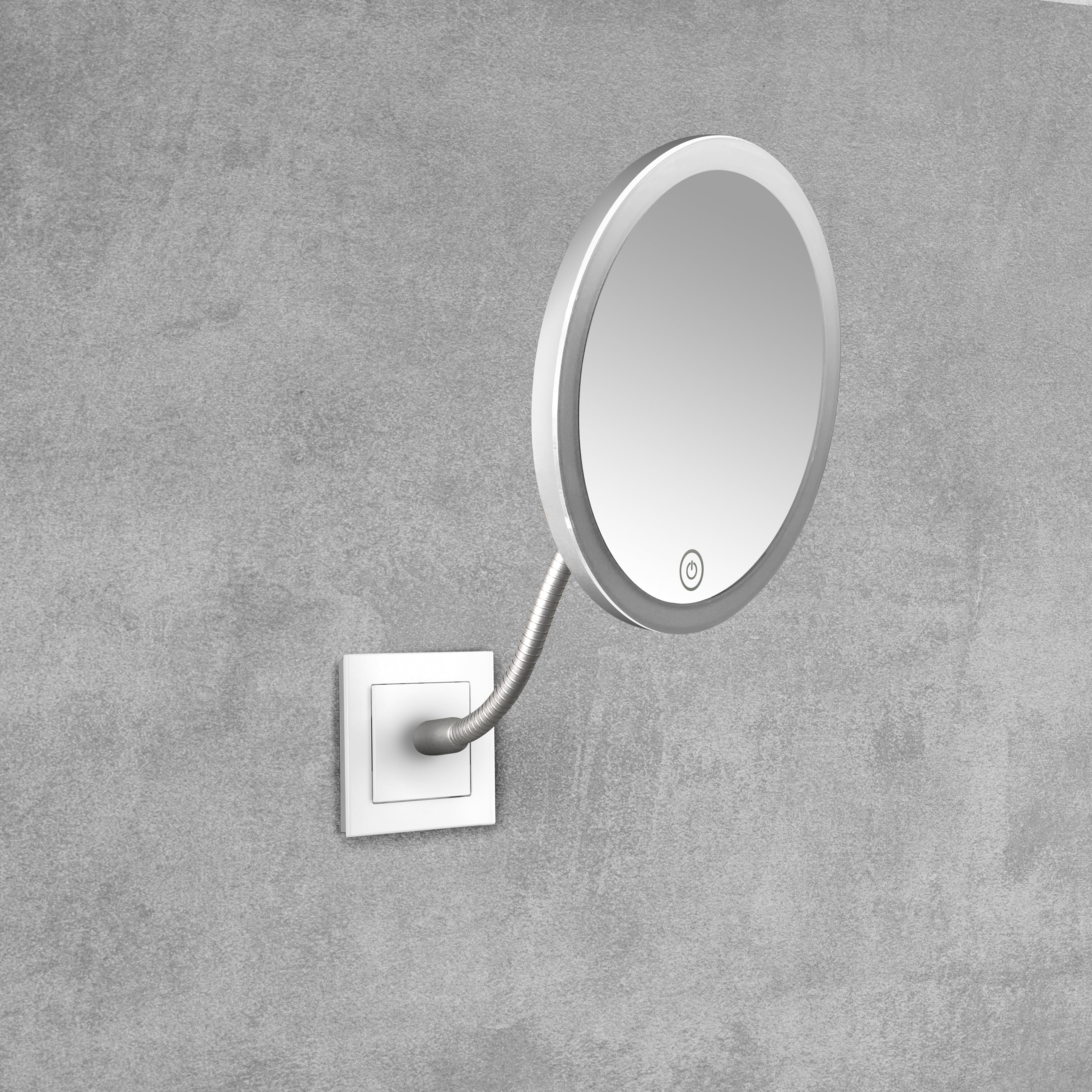 qles Bundle Kosmetikspiegel Flexarm Chrom + Merten Rahmen System-M Aktivweiß