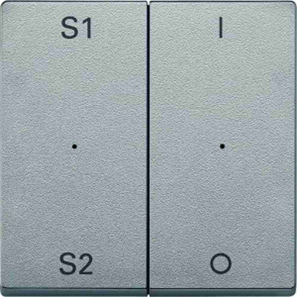 System M Wippe zweiteilig, Schalter/Dimmer, aluminium, matt, Kennzeichen 0/1, Kontrollfenster/Lichtauslass