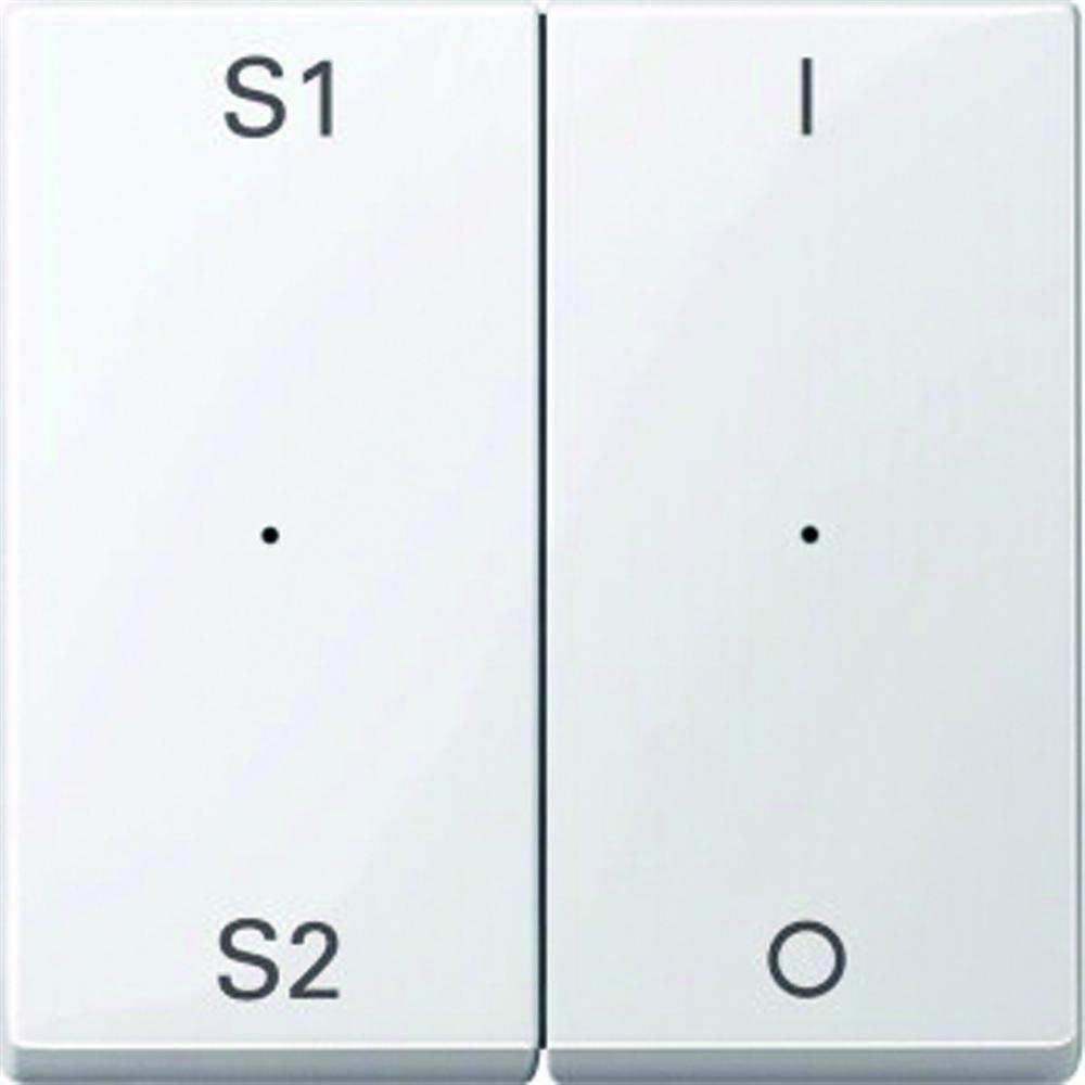 System M Wippe zweiteilig, Schalter/Dimmer, aktivweiß, glänzend, Kennzeichen 0/1, Kontrollfenster/Lichtauslass