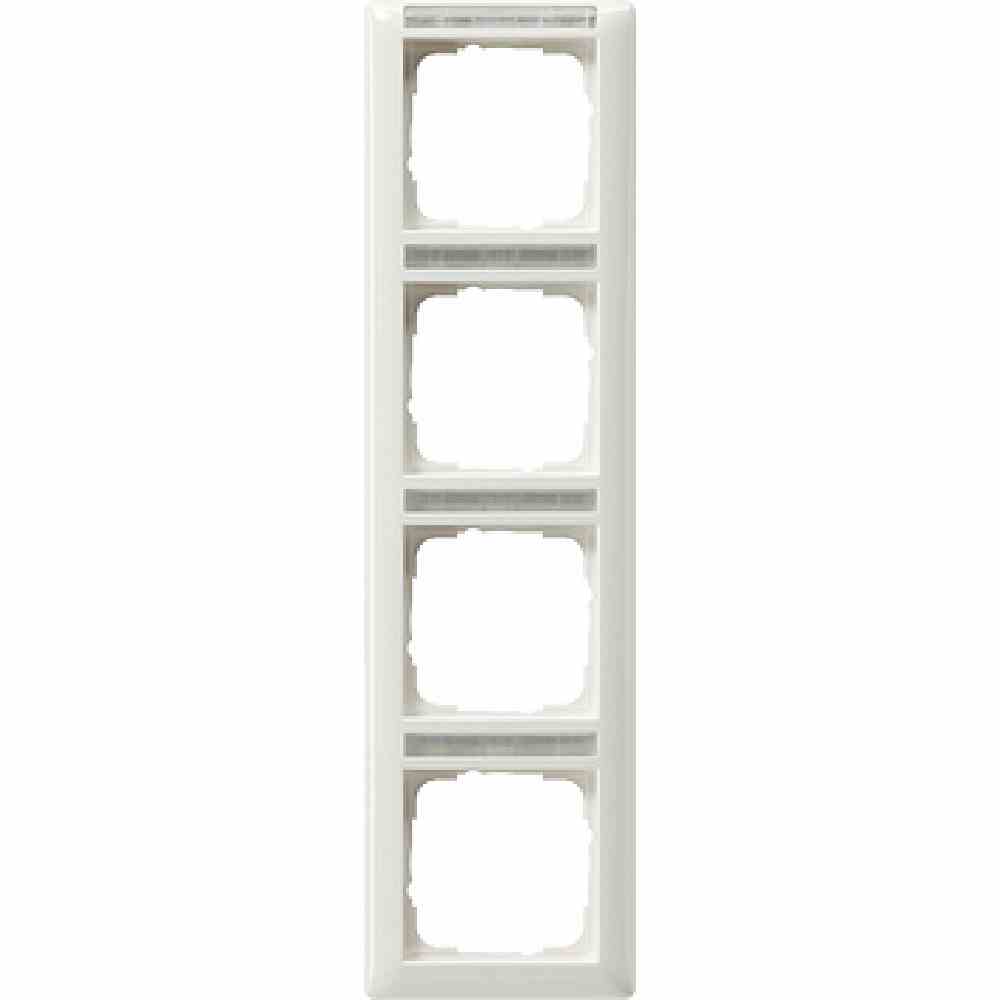 Standard 55 Rahmen, 4f, reinweiß, glänzend, vertikal, Textfeld/Beschriftungsfläche, Kunststoff, Unterputzmontage, 111403