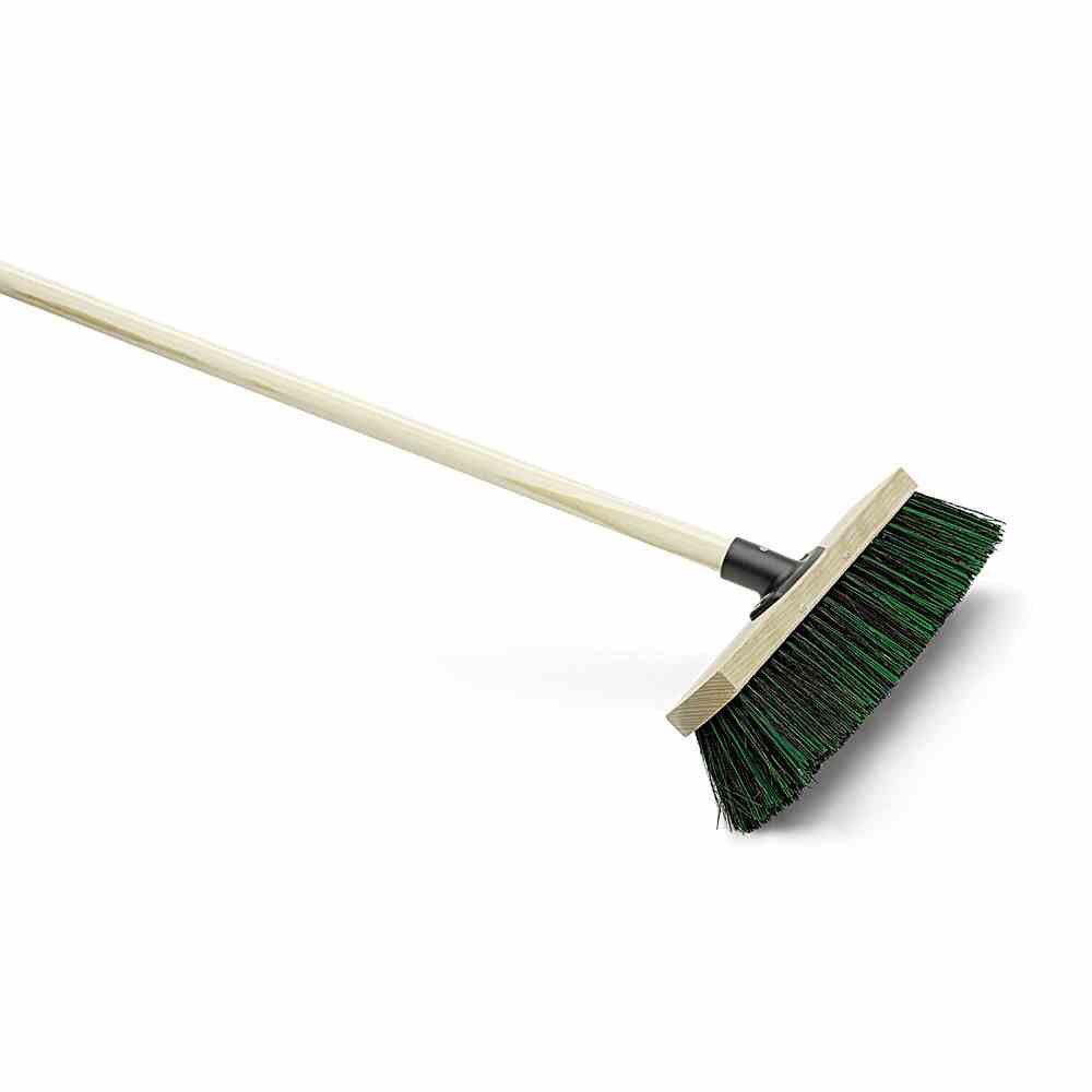 Gartenbesen- und Terrassenbesen schwarz/grün 40 cm eingestielt mit Power-Stick-Halter