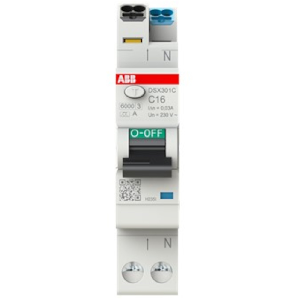 DSX301C FI/LS-Schutzschalter, C16, 1p+N, 0,03A, A, 6kA, 1TE, 1p, 240V DSX301C 1p+N 0,03A A 6kA