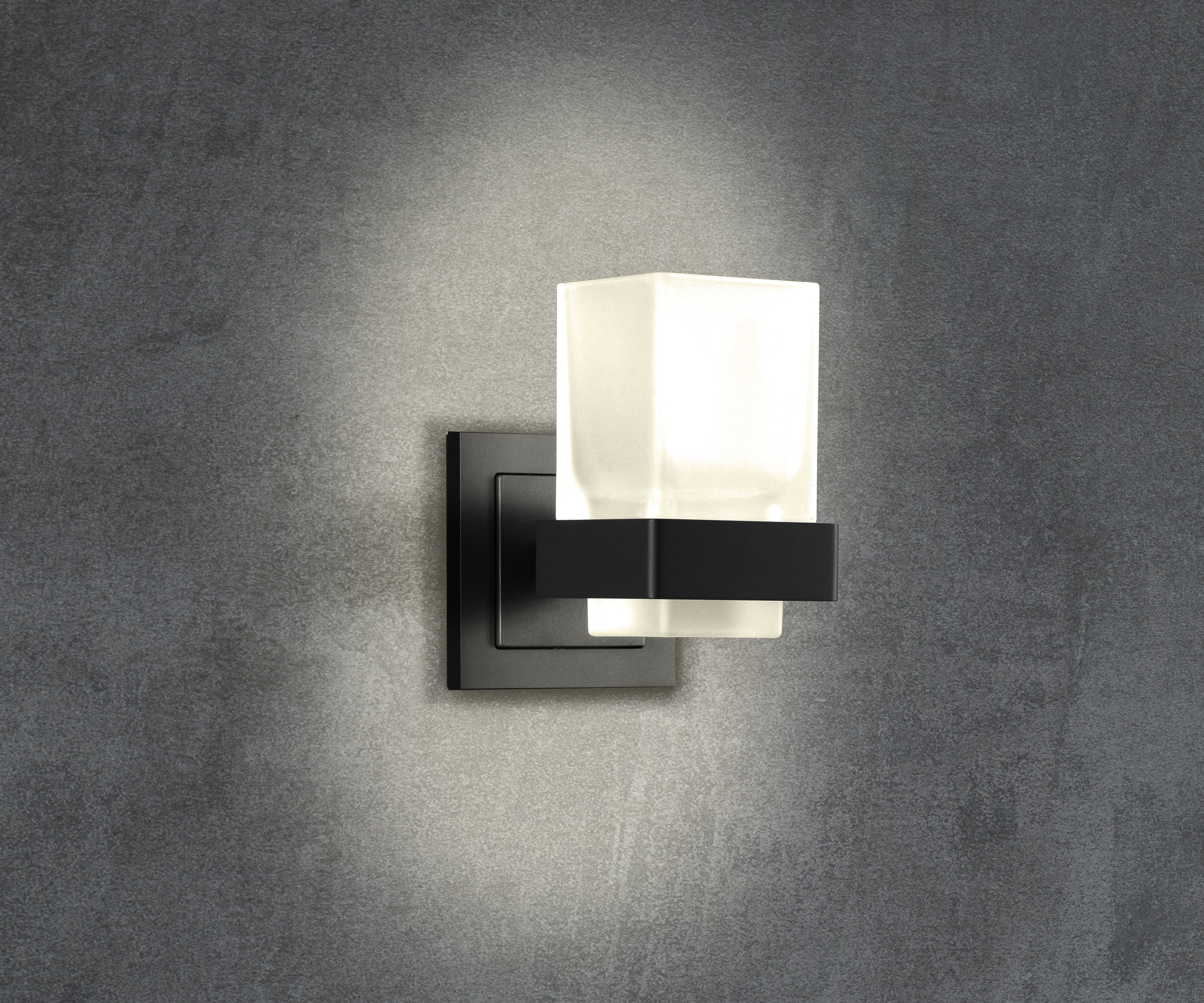 qles Bundle Badhalter Wasserglas beleuchtet LED warmweiß (3000K) Anthrazit + Merten Rahmen System-M Anthrazit qles Bundle Badhalter Wasserglas beleuchtet LED warmweiß (3000K) Anthrazit + Merten Rahmen System-M Anthrazit